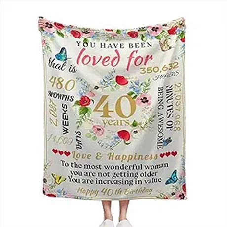 Happy 40th Birthday Gifts for Men Women Blanket 40th Birthday Anniversary Decor