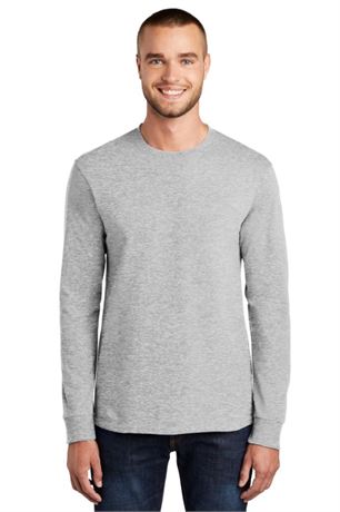 Port & Company Long Sleeve Essential Tee - Ash - Size Medium