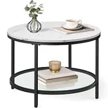 2 Tier Round Table Round Side End Table Metal Structure Accent Tables Coffee Ta