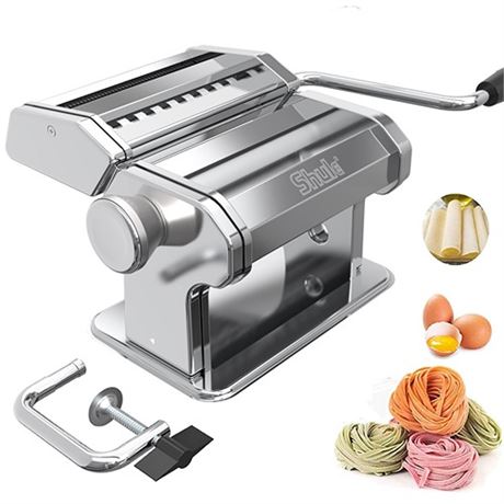 Shule Pasta Maker Machine Stainless Steel Manual Noodle Makers Include Pasta Ro