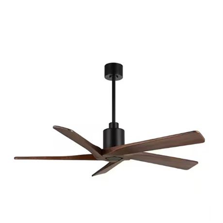 64 in. DC indoor Black and Walnut Ceiling Fan without Lights and Remote Control