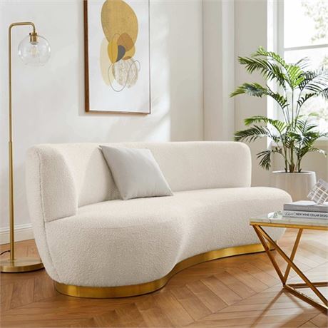 Kindred Boucle Upholstered Sofa with Gold Stainless Steel Base