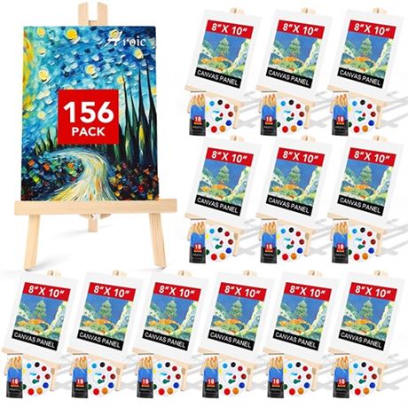 AROIC 156 PCS Professional Painting Set with Easels 12 Wood Easels120 Brushes w