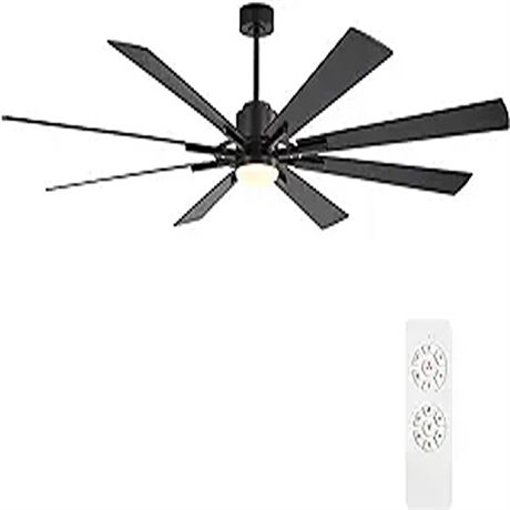 WINGBO 72 DC Ceiling Fan with Lights and 3 Downrods Matte Black Ceiling Fan