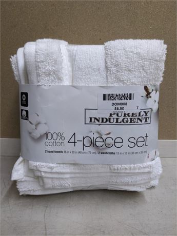Purely Indulgent 100% Cotton 4-Piece Set - 2 Hand Towels/2 washcloths