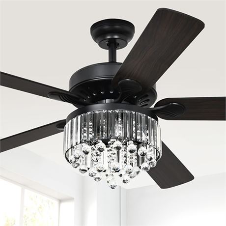 YITAHOME Chandelier Ceiling Fan with Remote 52 Inch Crystal Fan Light Indoor