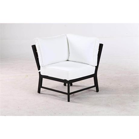 West Park Black Aluminum Corner Outdoor Sectional Chair with CushionGuard White