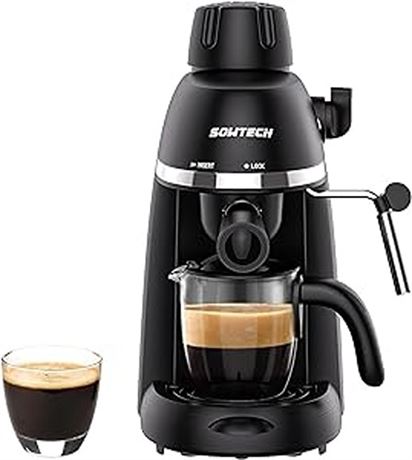 SOWTECH Espresso Coffee Machine Cappuccino Latte Maker 3.5 Bar 1-4 Cup with Stea
