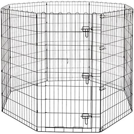Basics Foldable Metal Pet Dog Exercise Fence Pen with Gate - 60 X 60 X 48 Inche
