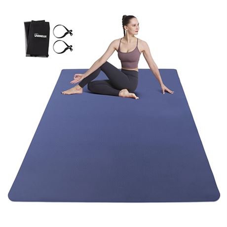 Large Yoga Mat for Men and Women - 6x4x6mm Extra Wide TPE Fitness Mat for Hom