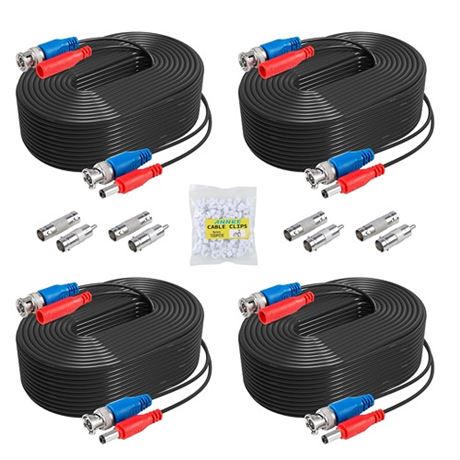 ANNKE 4 Pack 30M100ft All-in-One Video Power Cables BNC Extension Surveillance
