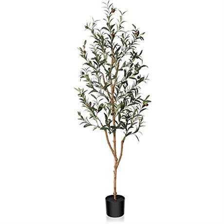 Kazeila Artificial Olive Tree 5FT Tall Faux Silk Plant for Home Office Decor In