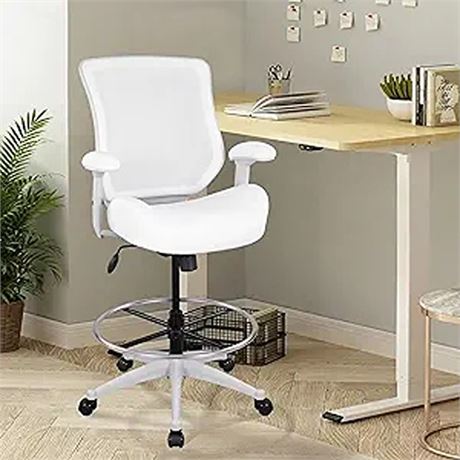 BOLISS 400lbs Mesh Ergonomic Drafting Chair White