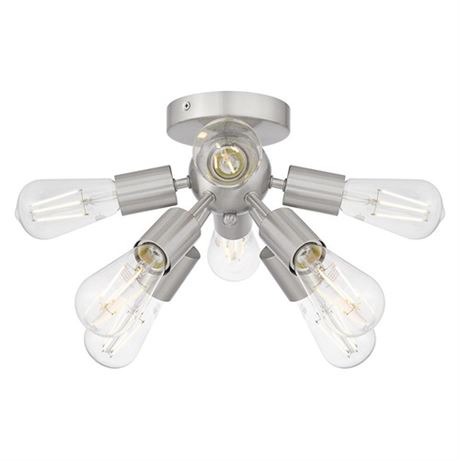 Adriel 17.13 in. 8-Light Brushed Nickel Flush Mount