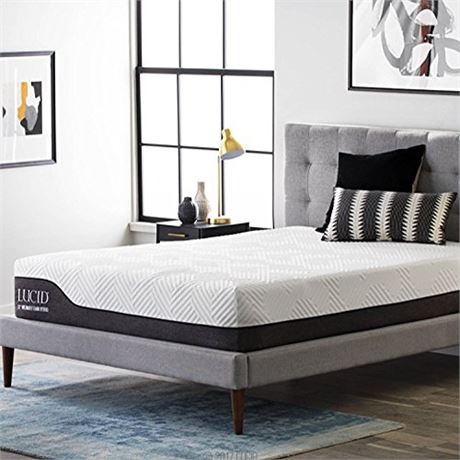 LUCID 12 in. Bamboo Charcoal and Aloe Vera Hybrid Mattress Queen 12in Medium Pl