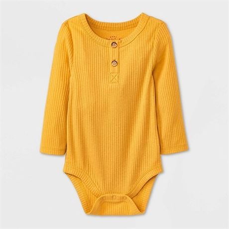 Baby Ribbed Henley Bodysuit - Cat & Jack Mustard Yellow 6-9M set of 12