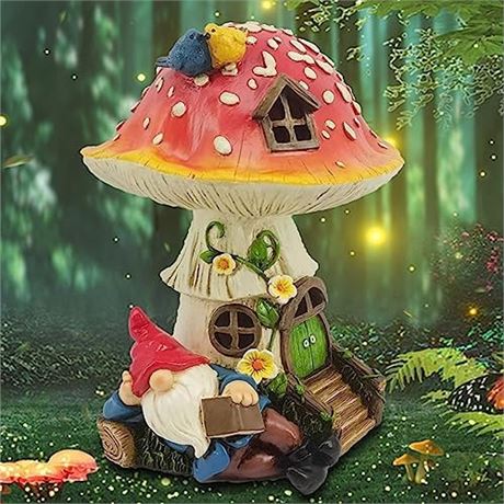 Hannstar Solar Mushroom Gnome Garden Outdoor Statu