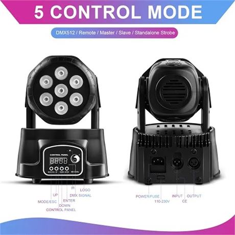 2 Pack 7 x 10W Moving Head Light RGBW LEDs Stage Lighting