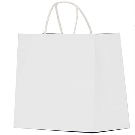 Qutuus White Paper Bags 10x5x13 100Pcs Shopping Bags Kraft Paper Gift Bags Bulk
