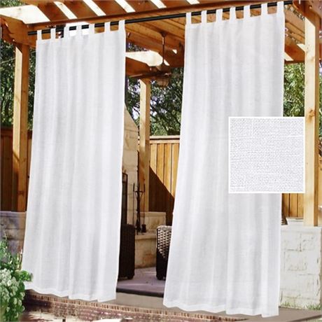 H.VERSAILTEX Outdoor Linen Sheer Curtains for Patio Waterproof - IndoorOutdoor