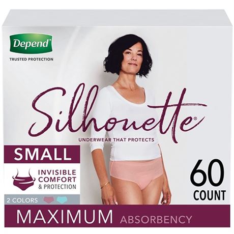 Depend Silhouette Adult Incontinence Underwear for Women  S  Pink  60Ct