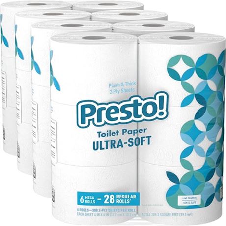 Amazon Brand - Presto!  Mega Roll Toilet Paper 16PCS