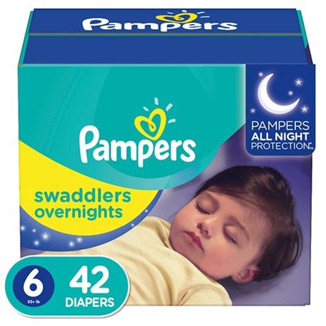 Pampers Swaddlers Overnight Diapers  Size 6  42 Count