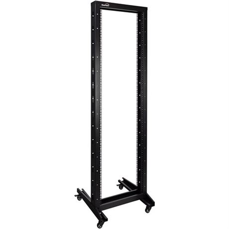 NavePoint 42U 2 Post Open Frame Server Rack with Casters for 19 Inch Equipment