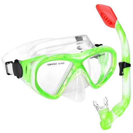 Kids Snorkel Set Dry Top Snorkeling Gear for Kids Youth Boys Girls Junior Age 5