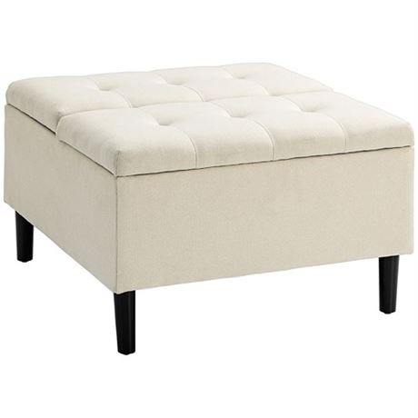 HOMCOM 30 Square Storage Ottoman Upholstered Ottoman Coffee Table