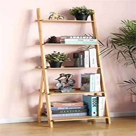HYNAWIN Corner Ladder Shelf Storage Shelving 5 Tier BooksCDsAlbumsFiles Hol