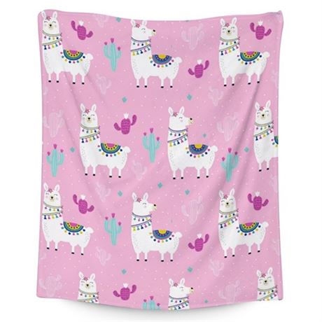 Llama Throws - Soft Fuzzy Blanket Throw for Kids Boys Girls - 50 x 40 Inches