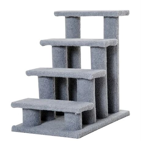 PawHut 25 4-Step Multi-Level Carpeted Cat Scratching Post Pet Stairs - Gray