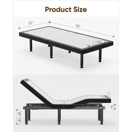 Model Could Vary. Twin XL Adjustable Bed Base Bed Frame with Head and Foot Tilt
