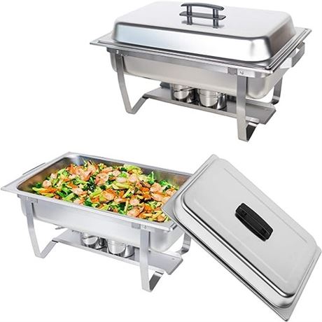 PRIJESSE 2 Pack 8QT Chafing Dish High Grade Stainless Steel