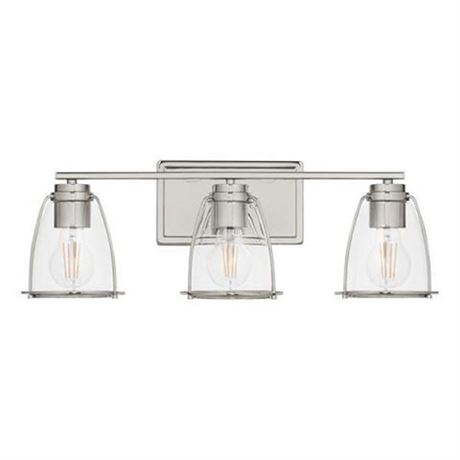 Brooke Park 24 in. 3-Light Polished Nickel Industrial Bathroom Vanity Light wit