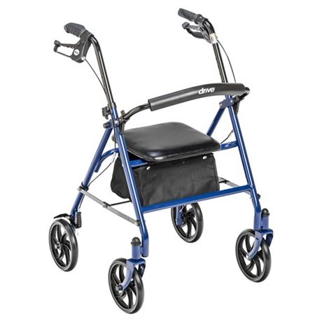 Drive Medical Four Wheel Walker Rollator with Fold up Removable Back Support B
