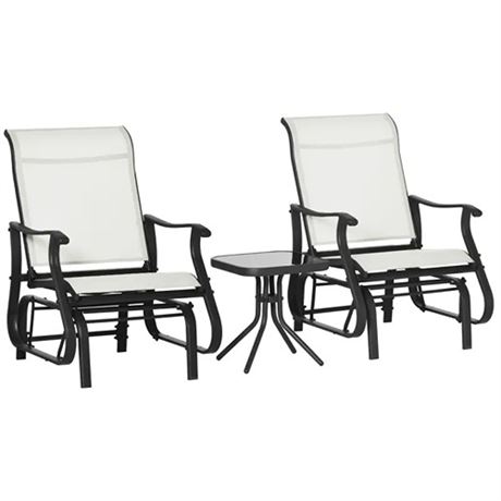 Outsunny 3-Piece Outdoor Gliders Set Bistro Set with Steel Frame