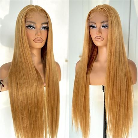 MITIMES Honey Blonde Lace Front Wig Pre Plucked Glueless Blonde Straight Lace F