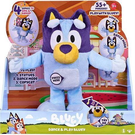 Bluey Dance and Play 14 inch Animated Plush with Phrases and Songs Preschool