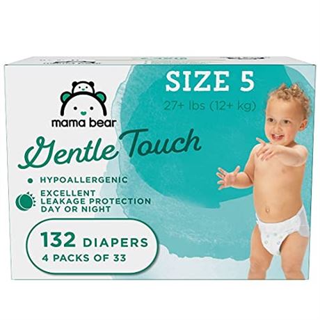 Amazon Brand - Mama Bear Gentle Touch Diapers Hypoallergenic Size 5 132 Coun