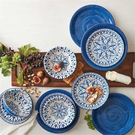Melamine 12-piece Dinnerware Set - Blue