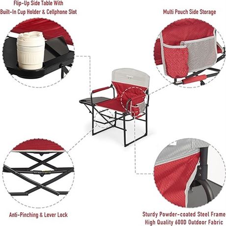 SUNNYFEEL Compact Camping Directors Chair Portable Oversized Folding  2 Chair