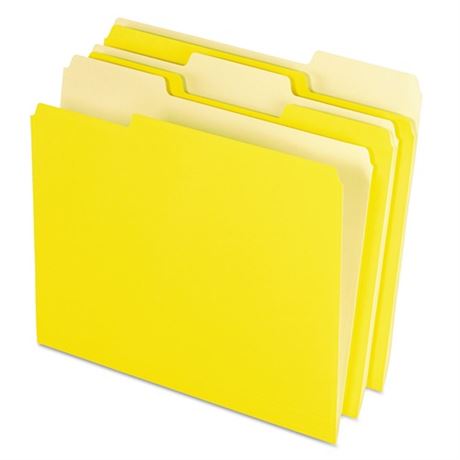 Pendaflex Two-Tone Color File Folders Letter Size Yellow 13 Cut 100 per bo