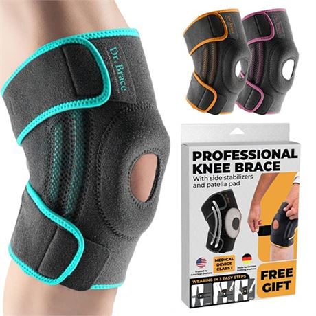 DR. BRACE ELITE Knee Brace with Side Stabilizers & Patella Gel Pads for Maximum