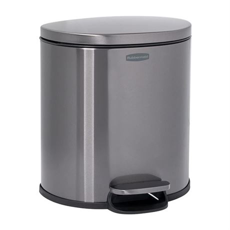 Rubbermaid Stainless Steel Semi-Round Step-On Trash Can 1.6-Gallon Charcoal Sma