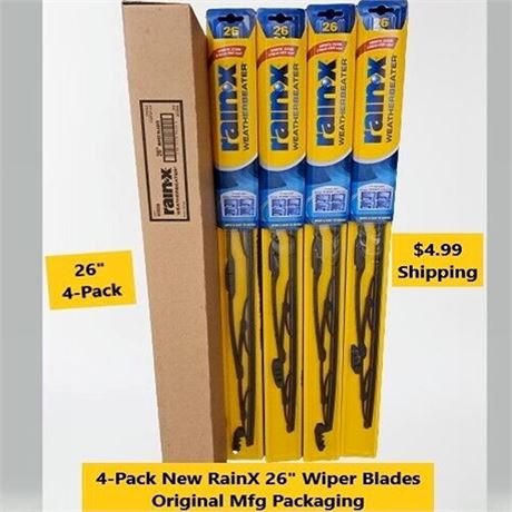 4-Pack RainX Weatherbeater 26 Wiper Blades Original Sealed Packaging