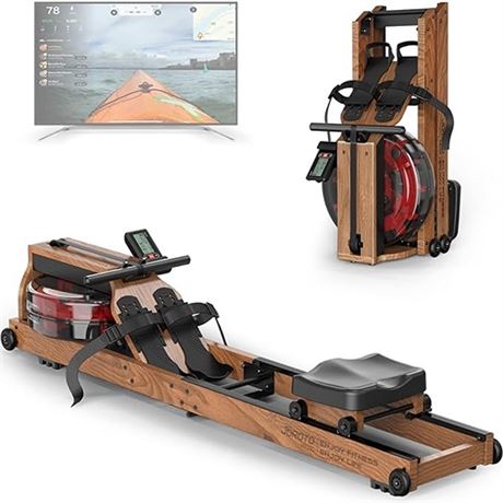 JOROTO Water Rowing Machine for Home Use Oak Wood Foldable Rower Machine 330lbs