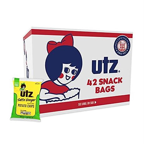 Utz Salt & Vinegar Crispy Fresh Potato Chips  Crunchy Individual Snacks to Go