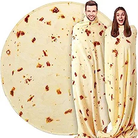 Burrito Tortilla Blanket Double Sided 80 inches for Adult and Kids 280 GSM Cozy